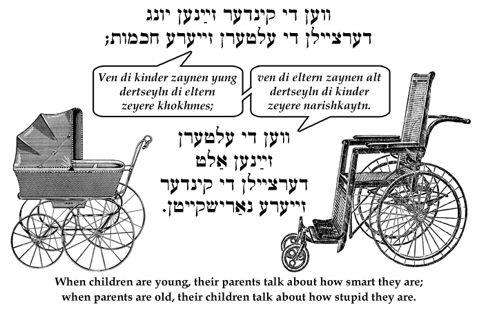 Yiddish: When children are young, their parents talk about how smart they are; when parents are old, their children talk about how stupid they are.
