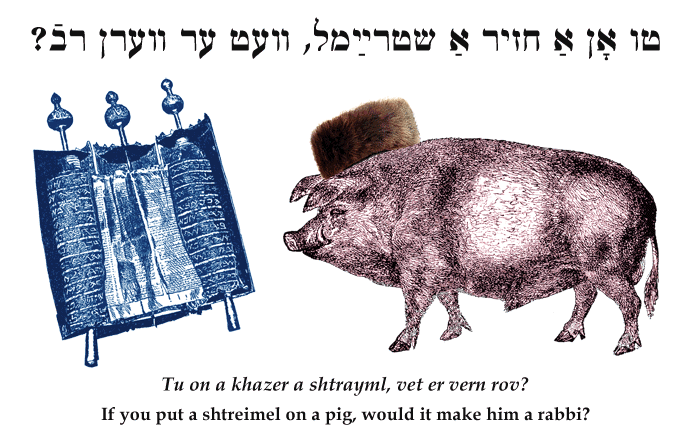 Yiddish: If you put a shtreimel on a pig, would it make him a rabbi?