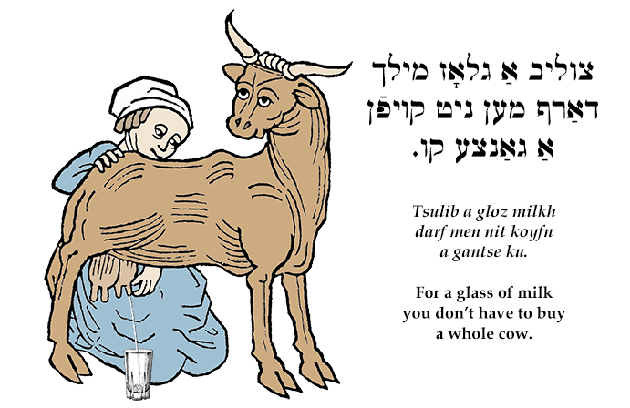 Yiddish: For a glass of milk you don't have to buy a whole cow.