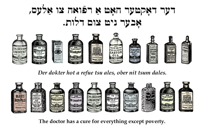 Yiddish: The doctor has a cure for everything except poverty.